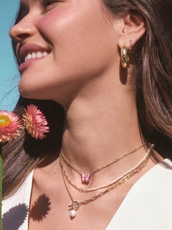 Cailey Butterfly Gold Short Pendant Necklace - Picture 4 of 4